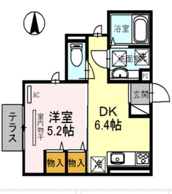 ブティット モンターニュ(1DK/1階)の間取り写真