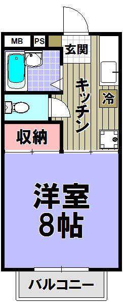 ライヴスひばりヶ丘(1K/1階)の間取り写真
