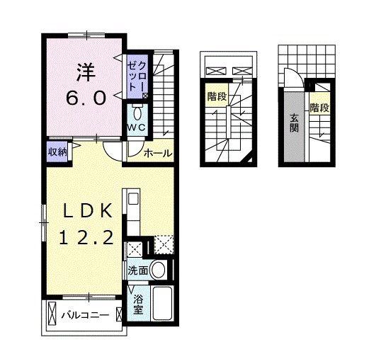 LA BELLEZZA(1LDK/3階)の間取り写真