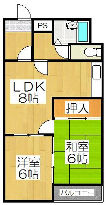 コートバレー1(2DK/2階)の間取り写真