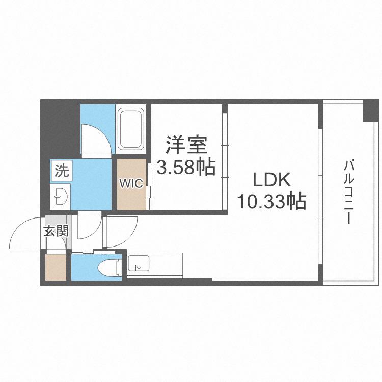 プレジオ弁天町EURO(1LDK/9階)の間取り写真