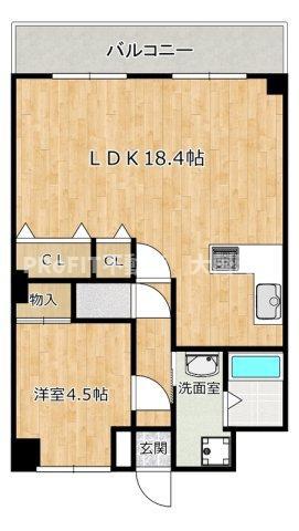 セザール難波西(1LDK/6階)の間取り写真