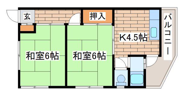 カーサ妙法寺(2DK/2階)の間取り写真