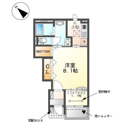 江南市野白町 アパート(1K/1階)の間取り写真