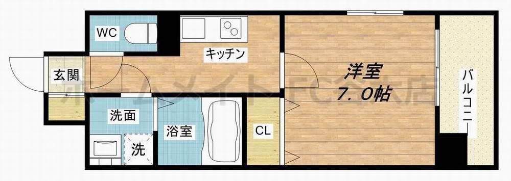 AMABILE深江橋(1K/3階)の間取り写真