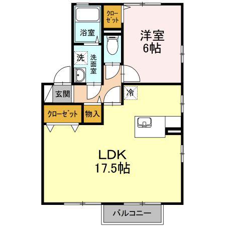 ザ・ハウス・オオツキ A(1LDK/2階)の間取り写真