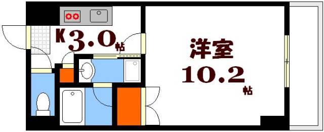 ヴィラくすの木(1K/6階)の間取り写真