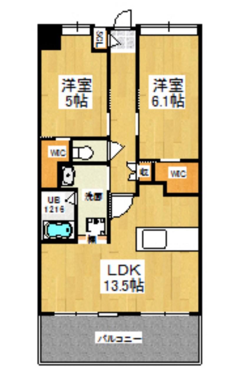 ウイングス八幡駅前(2LDK/6階)の間取り写真