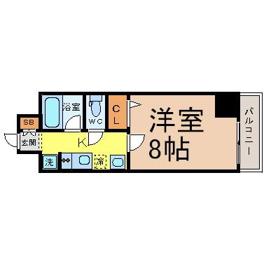 ベレーサ名駅ウエスト(1K/10階)の間取り写真