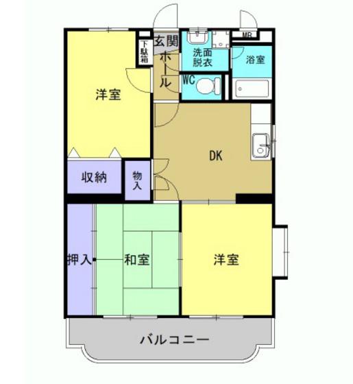 ブライトコートI(3DK/2階)の間取り写真