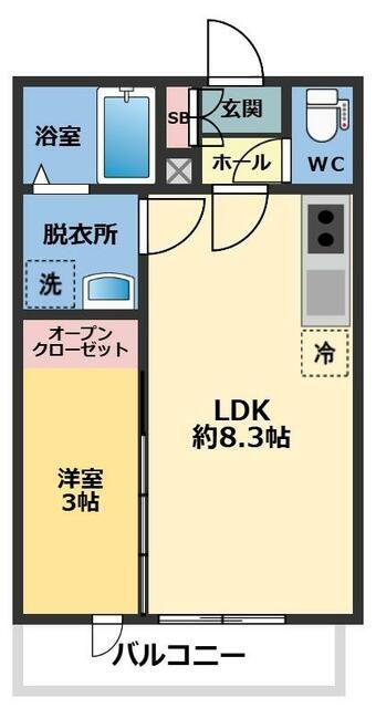 メゾン・ドゥ・アッシュ南柏(1LDK/3階)の間取り写真