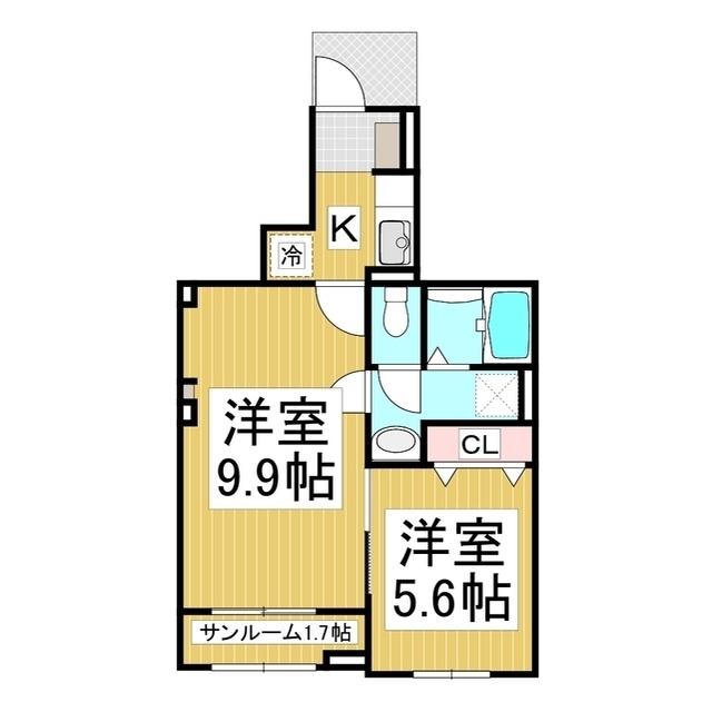 シャルマン A(2K/1階)の間取り写真