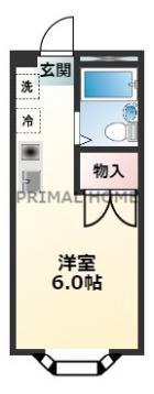 光ハイツ(ワンルーム/1階)の間取り写真