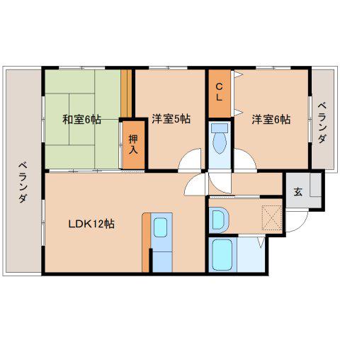 レヴェセジュールドゥ(3LDK/1階)の間取り写真