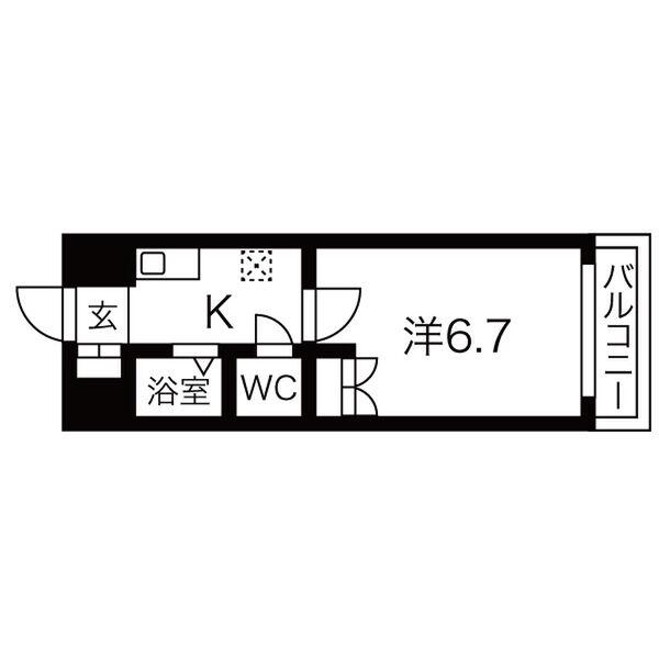 セリシール関目(1K/2階)の間取り写真