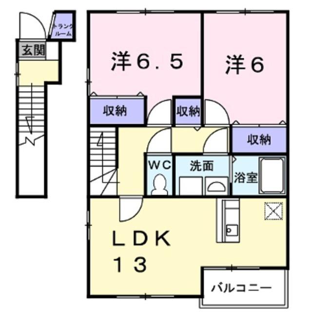 ナイスプラザ B(2LDK/2階)の間取り写真