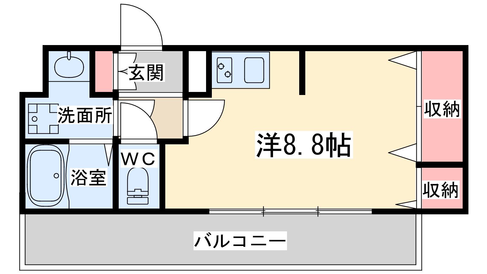 カシア福島駅前(ワンルーム/3階)の間取り写真