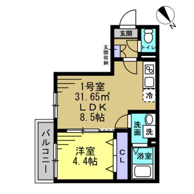 AJ稲毛(1LDK/1階)の間取り写真
