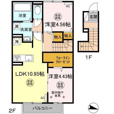 IKJ・クレール・シェソワI(2LDK/2階)の間取り写真