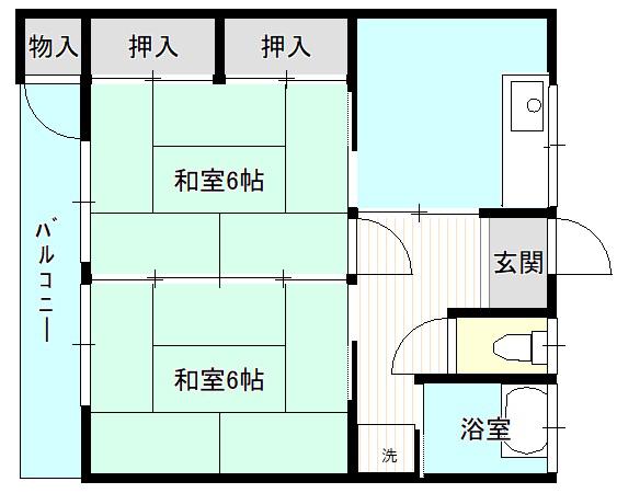 コーポ富士(2DK/2階)の間取り写真