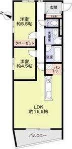 THE TAKASUNA KULTURCE(2LDK/1階)の間取り写真