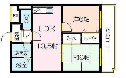 高殿810(2LDK/2階)の間取り写真
