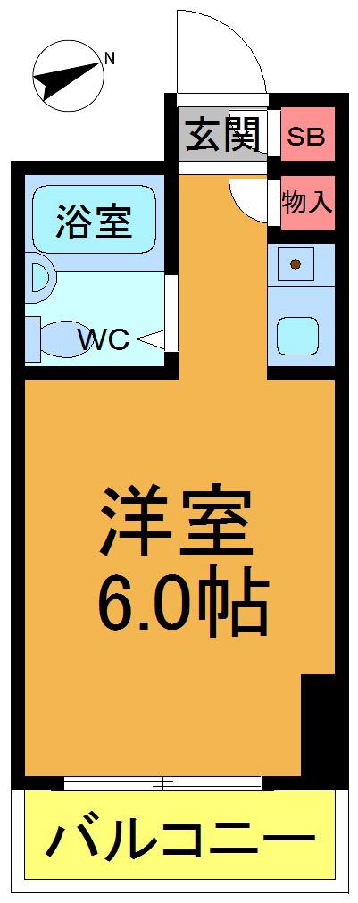 ウィンド津田沼(ワンルーム/4階)の間取り写真