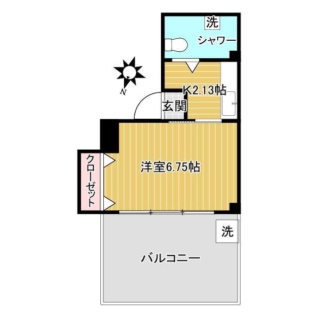 白峰ハイツ(1K/4階)の間取り写真