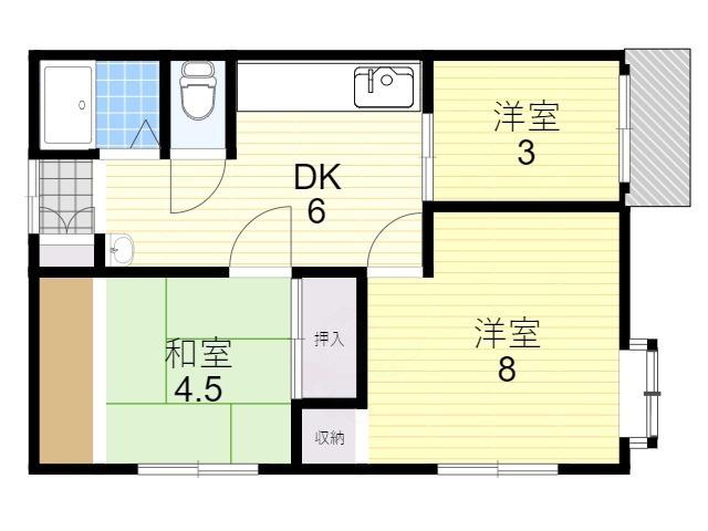 シャルム美光(3DK/4階)の間取り写真