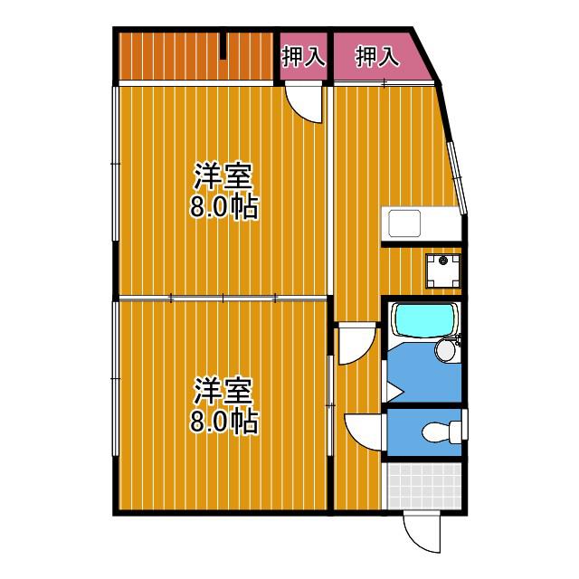 ハイツブルーム(2K/3階)の間取り写真