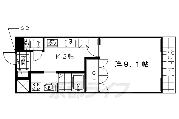 サンパレス(1K/3階)の間取り写真