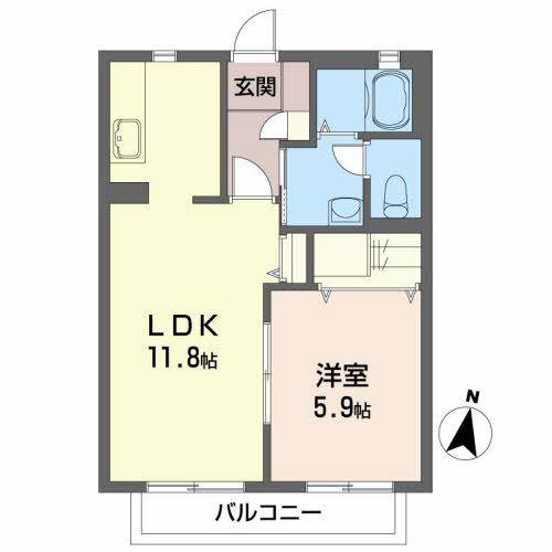 サンプレーヌ(1LDK/1階)の間取り写真