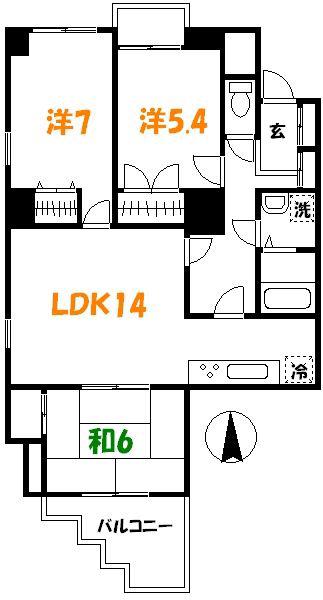 チェレスタT小金井(3LDK/6階)の間取り写真