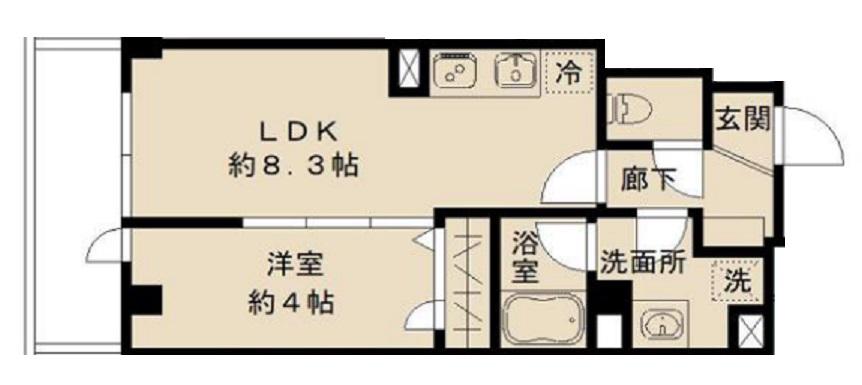 SKYE池上(1LDK/1階)の間取り写真