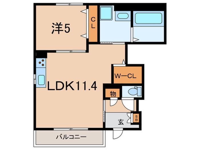 西宮市甲子園町(1LDK/1階)の間取り写真