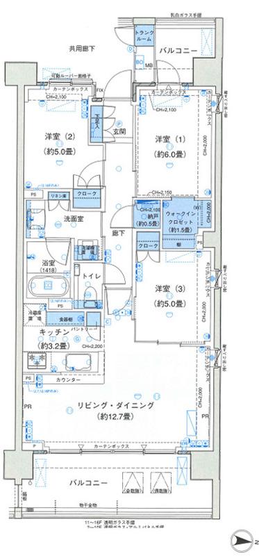 パークホームズ品川ザレジデンス(3LDK/11階)の間取り写真