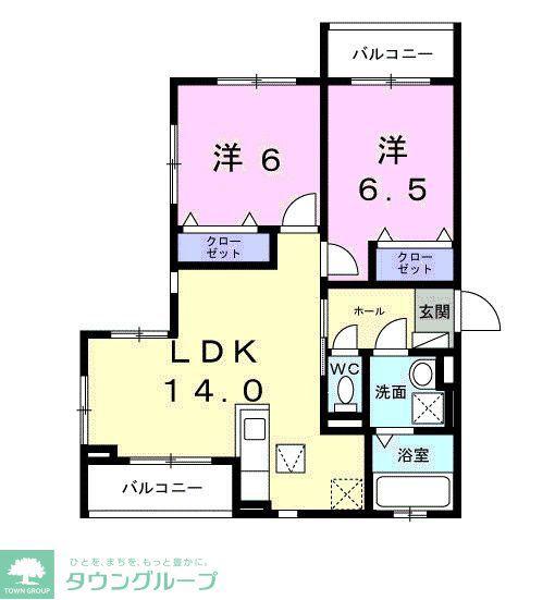 サンティエ(2LDK/1階)の間取り写真