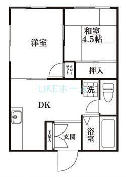 メゾン古作(2DK/1階)の間取り写真