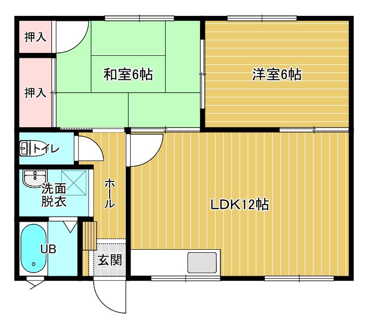グリーンピアハイツB(2LDK/1階)の間取り写真