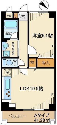 ニューカーサ(1LDK/2階)の間取り写真
