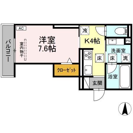 RAUM Y(1K/1階)の間取り写真