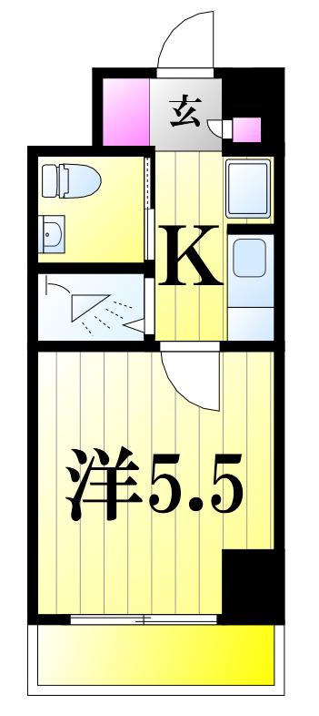 シティハイツ松戸(1K/3階)の間取り写真
