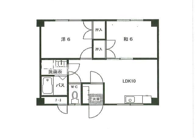 ショーヤビル(2LDK/4階)の間取り写真