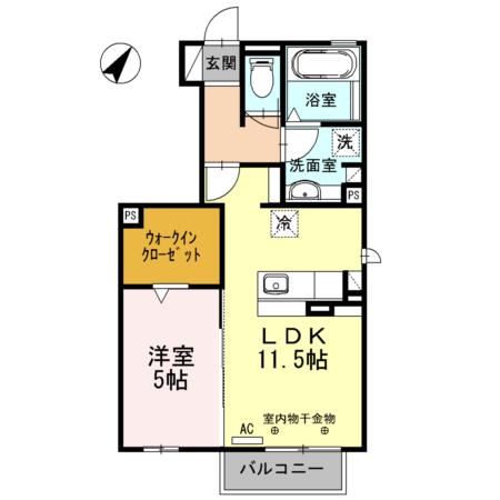 モンターニュサンク・中村(1LDK/1階)の間取り写真