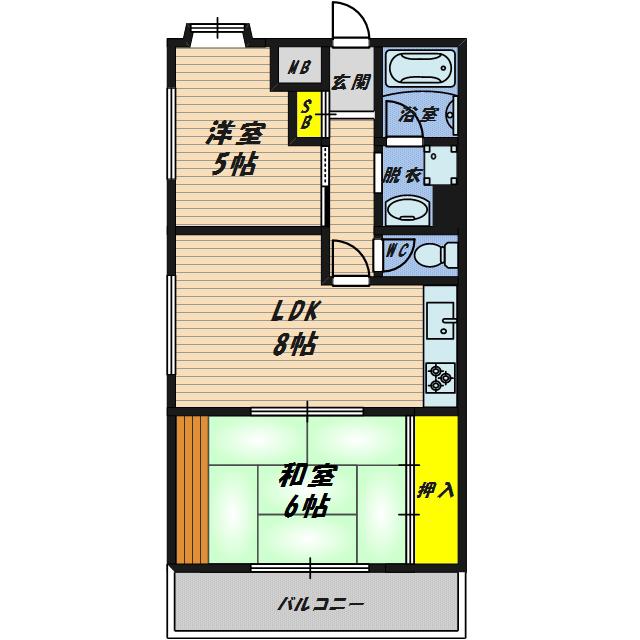 EMS COURT 関目(2DK/4階)の間取り写真