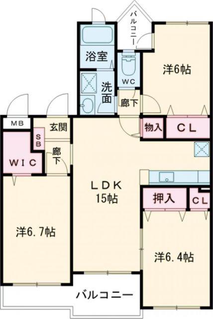 シャルマンIII(3LDK/2階)の間取り写真