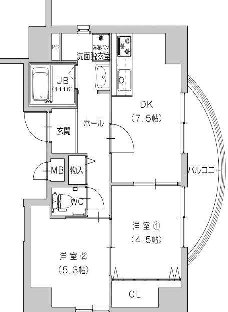 第9柴田ビル(2DK/2階)の間取り写真
