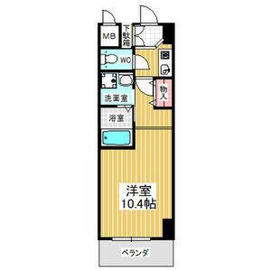 サウス名駅(1K/14階)の間取り写真
