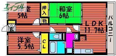 スカール十日市西町(3LDK/2階)の間取り写真