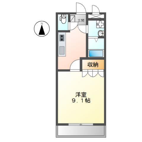 ゆいまーる(1K/2階)の間取り写真